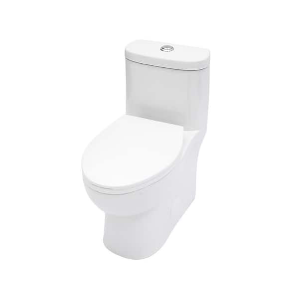 12 in. 1-piece 1.1/1.6 GPF Dual Flush Elongated Toilet in White