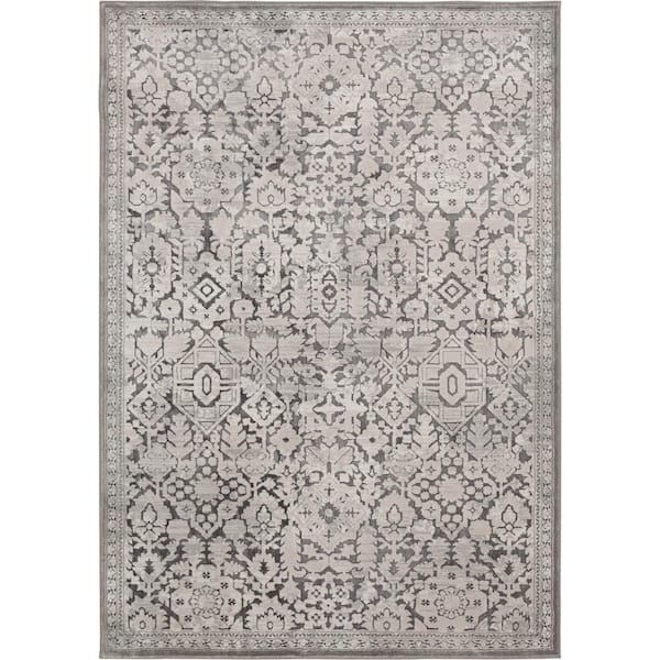 Skyline Gray 10 ft. x 13 ft. Floral Area Rug