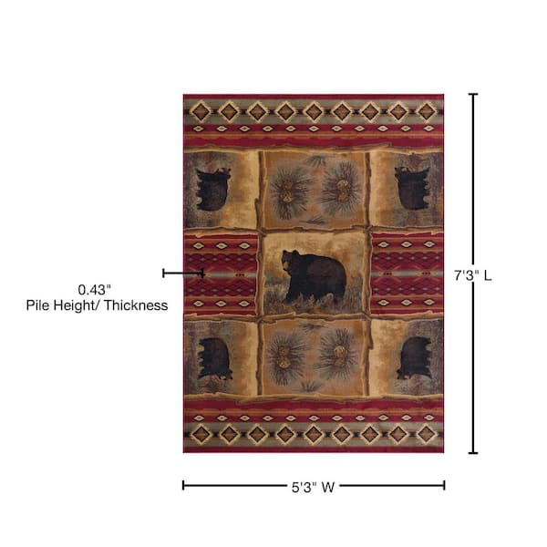 Tayse Rugs Nature Red 5 ft. x 8 ft. Lodge Area Rug NTR6570 5x8