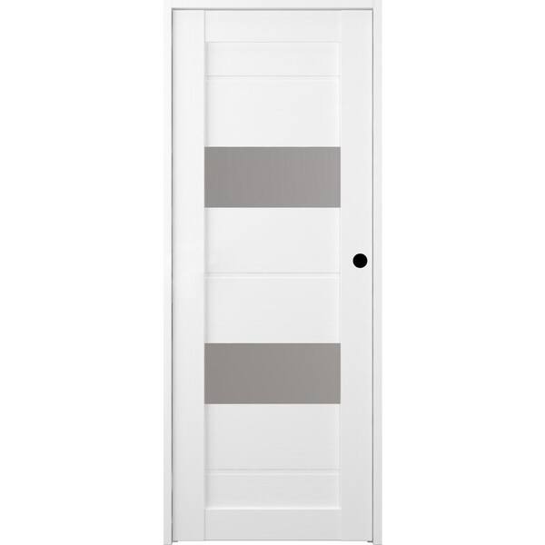 Belldinni 30 in. x 96 in. Vita Left-Hand Solid Core 2-Lite Frosted Glass Bianco Noble Wood Composite Single Prehung Interior Door