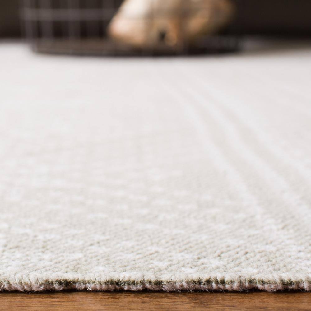 Silver and Ivory Geometric Cotton 4' x 6' Handmade Rug