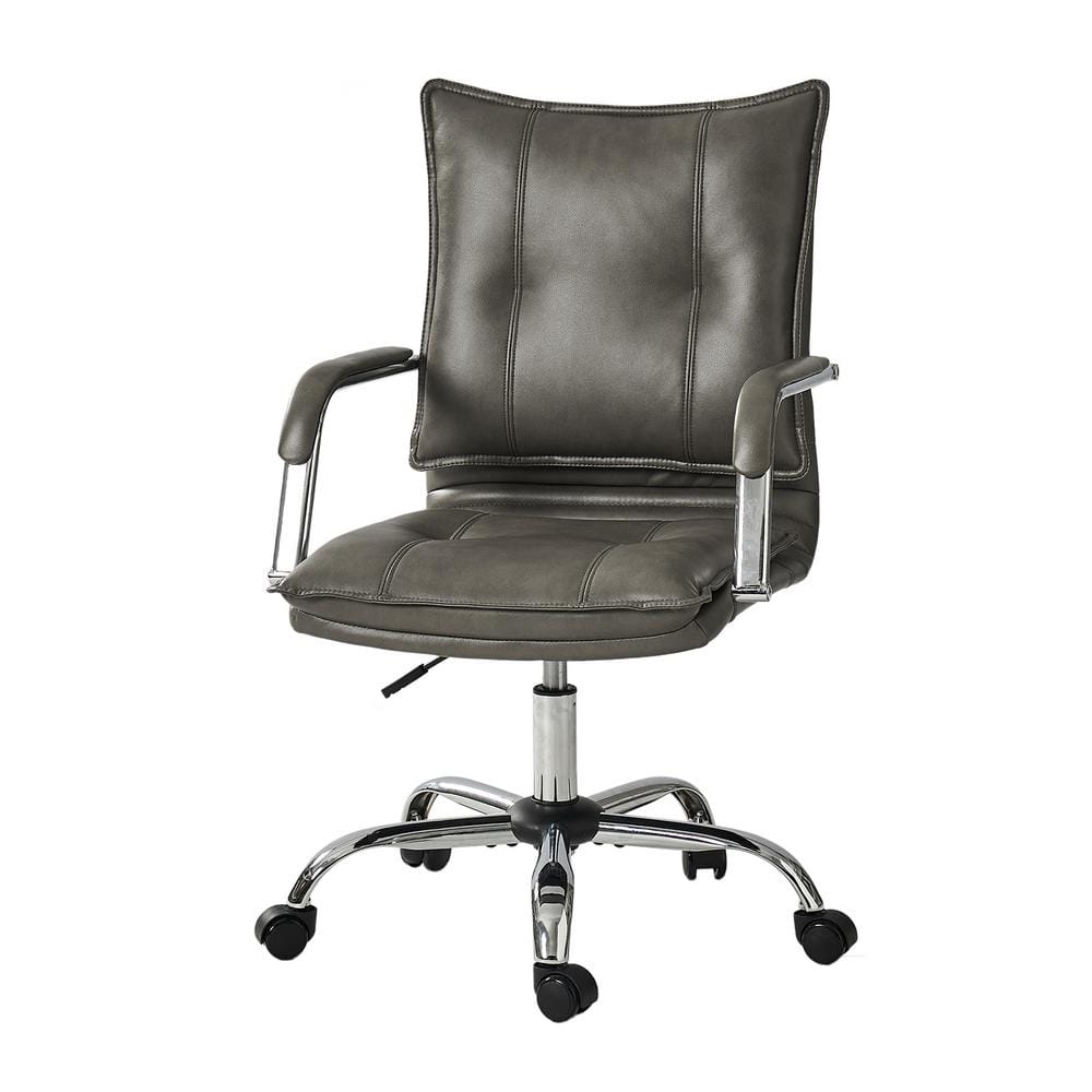 JAYDEN CREATION Dud Grey Modern Faux leather Swivel Task Chair with ...
