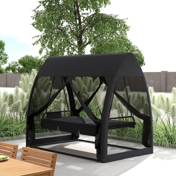 Outsunny 3-Seat Patio Swing Chair, Porch Swing Bed with