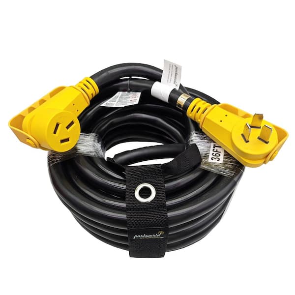 parkworld 36 ft. 6/3 Heavy Duty 50 Amp Outdoor NEMA 10-50 Range/EV Extension Cord With Handle and Lighted End, Black