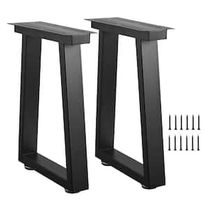 11.8 in. L x 16 in. H Black Metal Trapezoid-Shape Table Legs for Bench and Table (2-Pack)