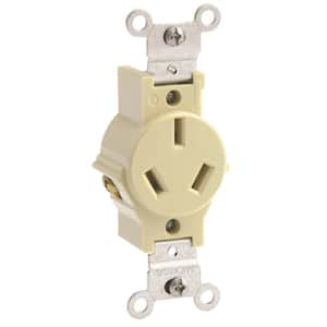 20 Amp Commercial Grade Non Grounding Single Outlet, Ivory