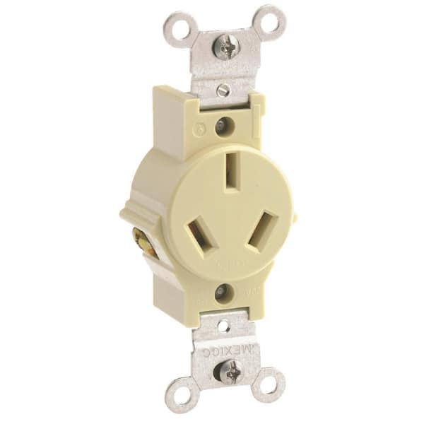 Leviton 20 Amp Commercial Grade Non Grounding Single Outlet, Ivory