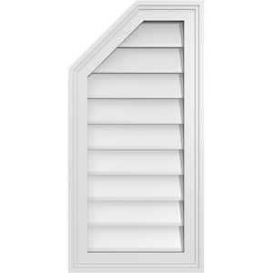 14 in. x 28 in. Octagonal Surface Mount PVC Gable Vent: Decorative with Brickmould Frame