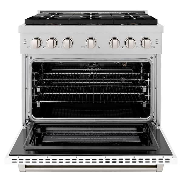 36 in. 5.2 cu. ft. Paramount Gas Range with 6-Burner DuoPro Cooktop and Gas Oven in Satin Stainless with White Matte