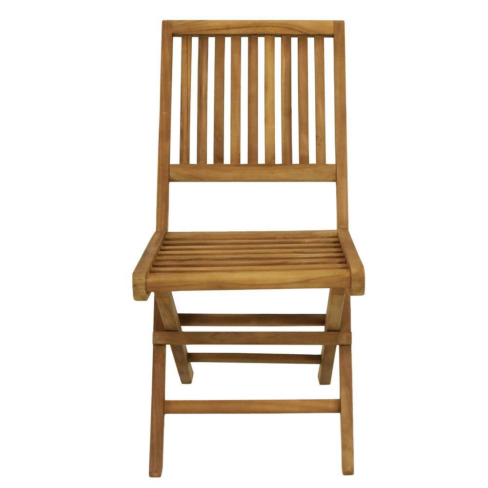 Sunnydaze Light Brown Teak Folding Outdoor Dining Chairs - Set of 2