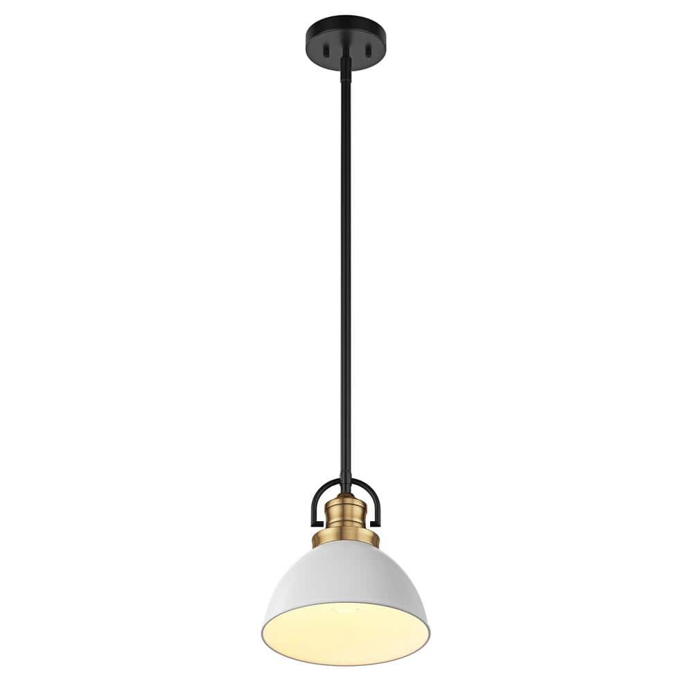 1-Light Modern White Pendant Light Ceiling Hanging Light with Glass Shade