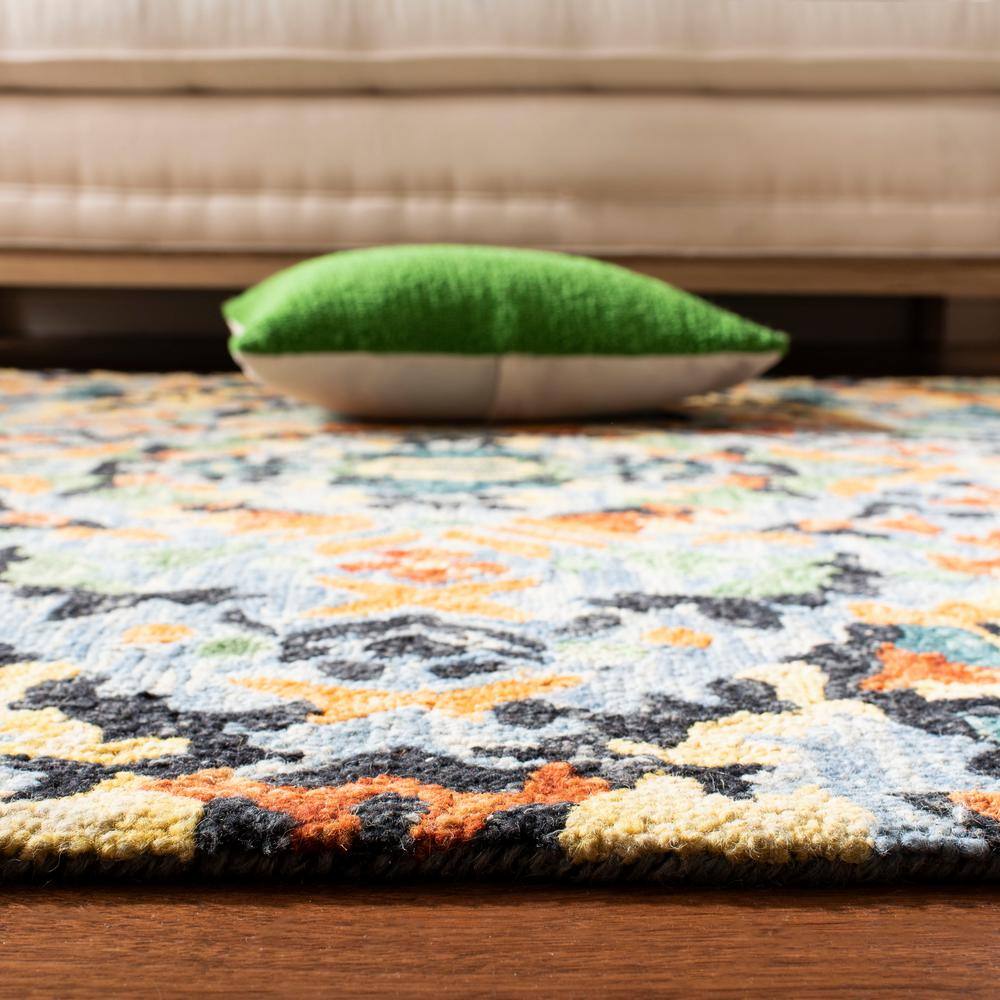 Everitt Hand-Tufted Floral Blue Wool 8' Round Area Rug