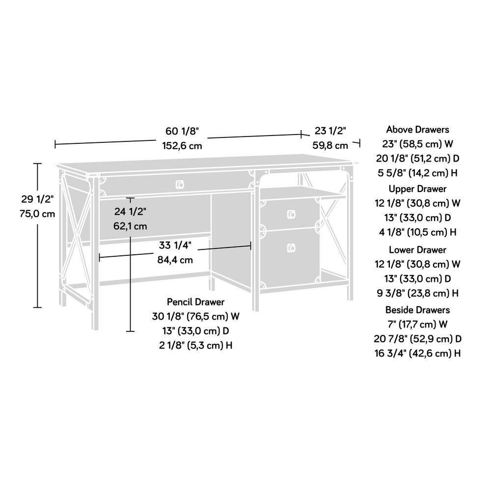 Brown Wood Computer Desk with Drawer and Filing Cabinet