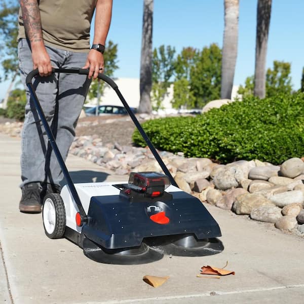 22 in. W Battery Powered Electric Floor Sweeper with Double Brush System, 18V Lithium-Ion, 6 Gal. Bin
