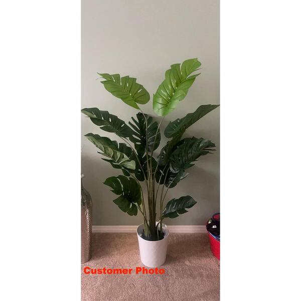 HONEY JOY 5 ft. Artificial Tree Fake Monstera Deliciosa Plant in Pot with  15 Split Leaves Faux Plant for Indoor Outdoor TOPB006146 - The Home Depot