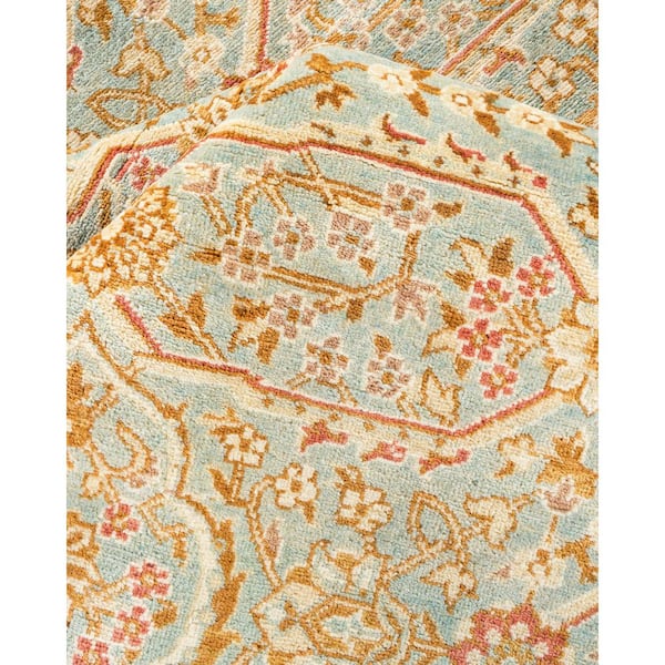 Mogul Light Blue 6 ft. x 9 ft. Oriental Wool Indoor Area Rug