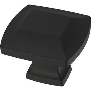 Scalloped Footing 1-3/16 in. (30 mm) Matte Black Rectangular Cabinet Knob (10-Pack)