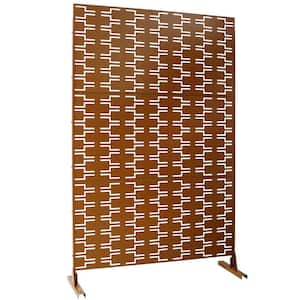 Anky 76 in. H x 48 in. W Steel Garden Fence, Metal Privacy Screens and Panels with Free Standing in Brown