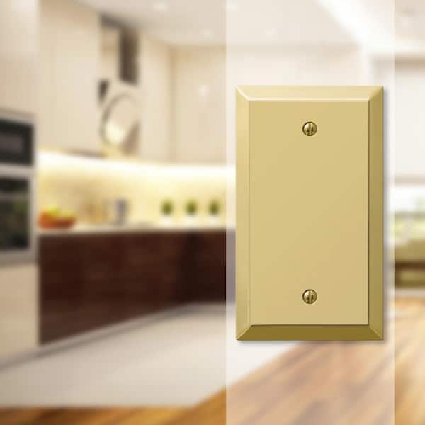 Metallic 1 Gang Blank Steel Wall Plate - Polished Brass