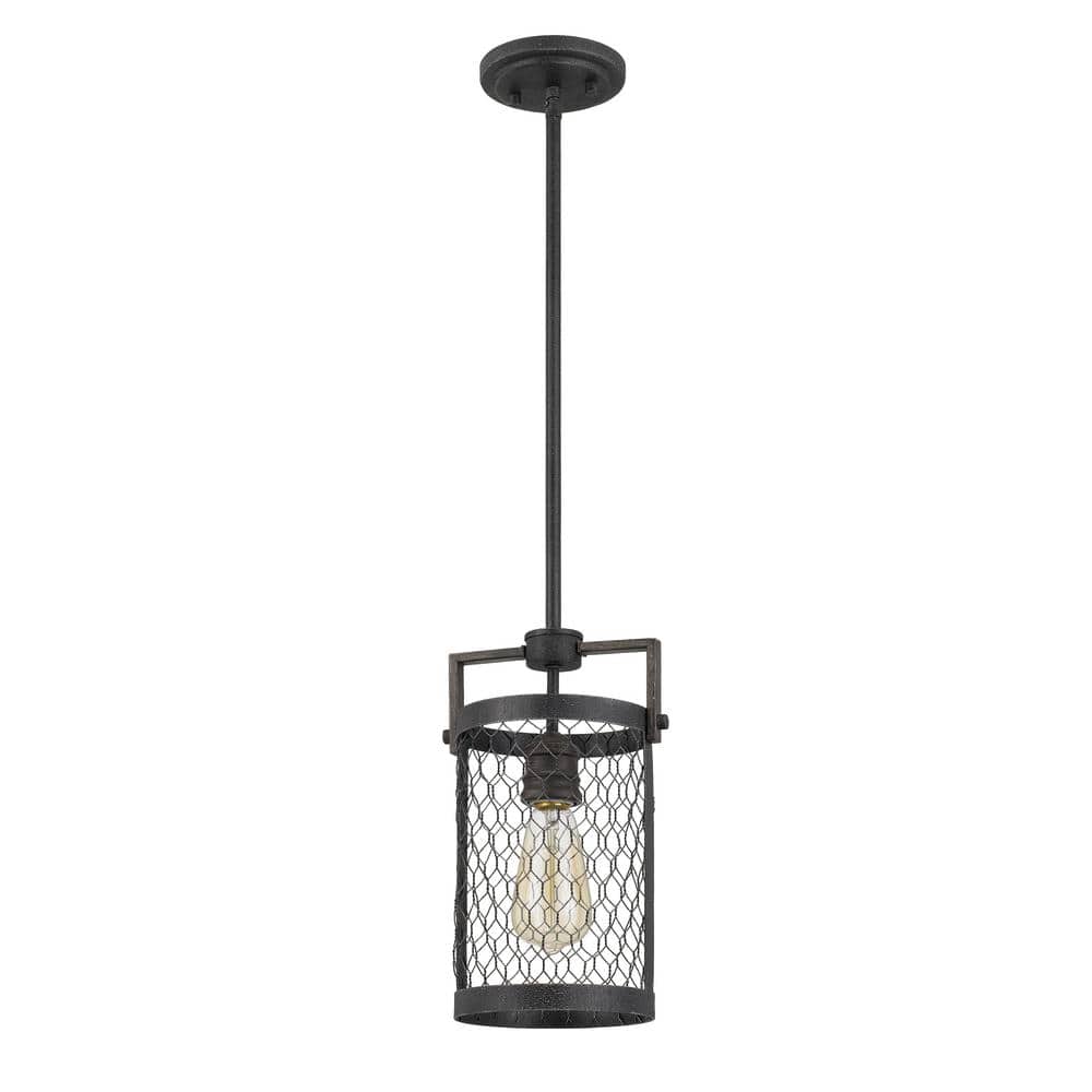 Cooper Mini Pendant in Gilded Iron with Seaside Oak Accent