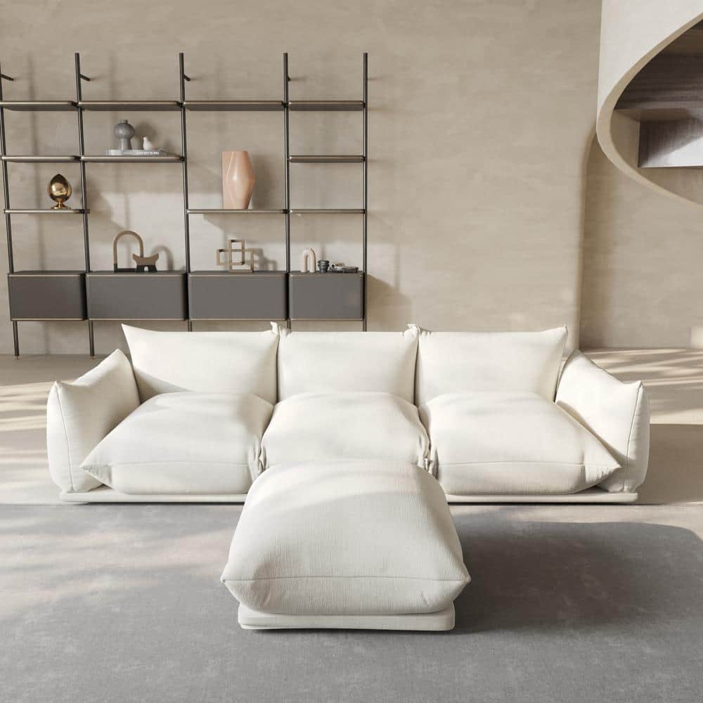 Lawson 104 in. Flared Arm Chenille Modular Sofa, Minimalist Marenco Couch 3-Seats with Wide Reversible Chaise in. Beige price history on PriceWatchPro