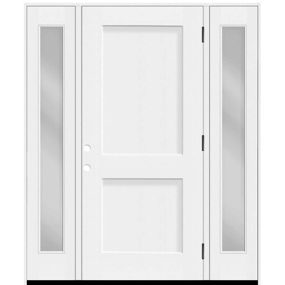 Legacy 68 in. x 80 in. 2P Squaretop Shaker LHOS Unfinished White Fiberglass Prehung Front Door wClear14in.SLs4-9/16 Jamb price history on PriceWatchPro