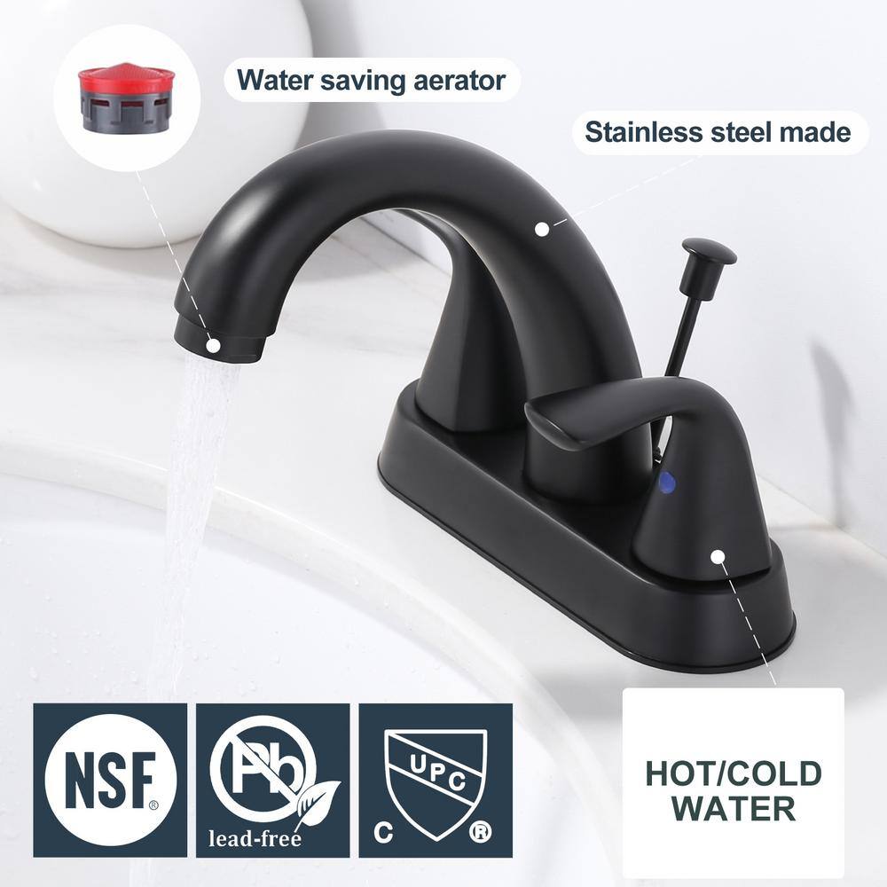 Matte Black Stainless Steel Double Handle Bathroom Faucet