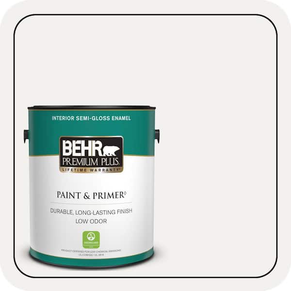 BEHR PREMIUM PLUS 1 gal. #W-D-600 Bridal Veil Semi-Gloss Enamel Low Odor Interior Paint & Primer