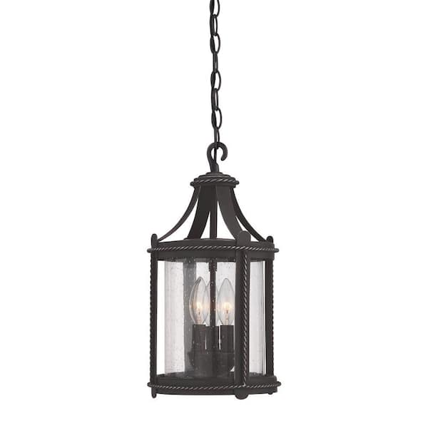 Designers Fountain Palencia 3-Light Artisan Pardo Wash Outdoor Incandescent Hanging Lantern