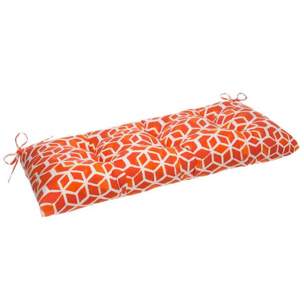 Grouchy Goose Cubed 44 in. x 18.5 in. x 6 in. Outdoor Tufted Rectangular Loveseat Cushion in Orange