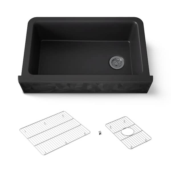 Cairn 35.69 in. Undermount Single Bowl Matte Black Engineered Stone Kitchen Sink