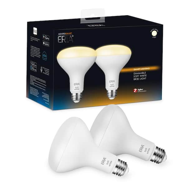 AduroSmart ERIA 65-Watt Equivalent BR30 Dimmable CRI 90 Plus Wireless Smart LED Flood Light Bulb Soft White (2-Pack)