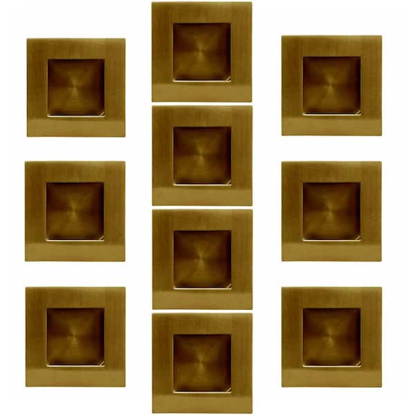 INOX FHIX 2-3/4 in. Satin Brass PVD Stainless Steel Square Flush Cup Pull (10-Pack)