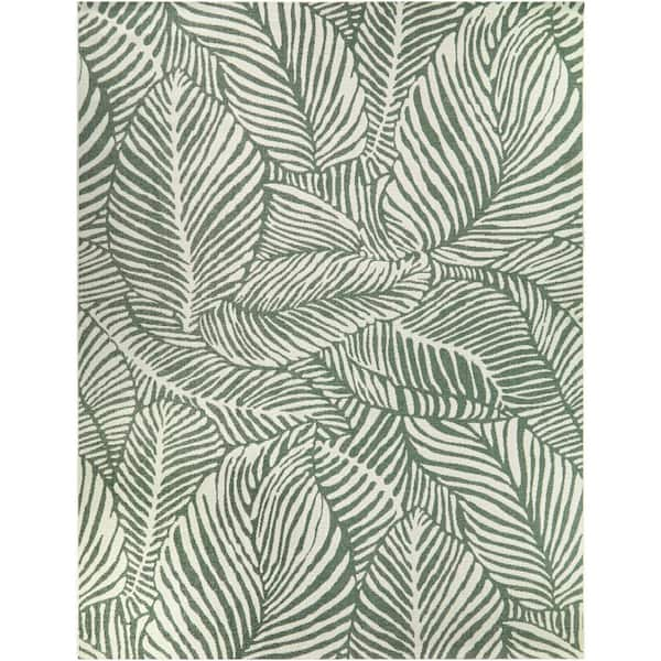 Green 8 ft. x 10 ft. Palm Indoor/Outdoor Area Rug