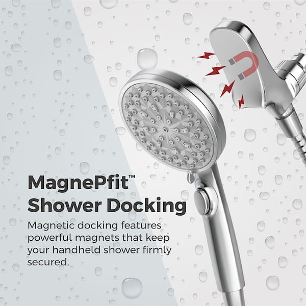 HydroFuse MagnePfit 6-Spray Wall Mount Handheld Shower Head 1.75 GPM in Polished Chrome