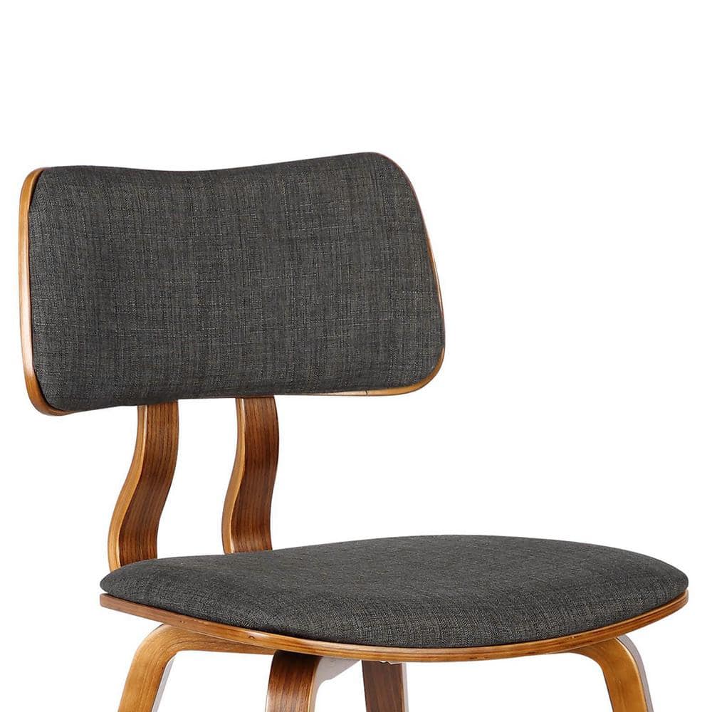 Walnut Wood & Charcoal Upholstered Low Side Chair