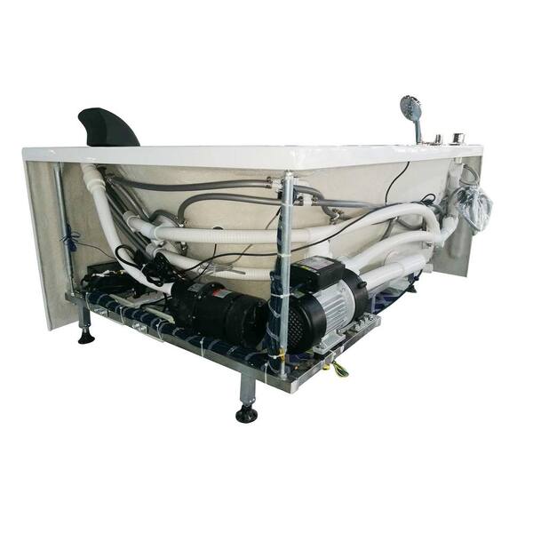 AM198ETL-L 59 in. Left Drain Acrylic Corner Apron Front Whirlpool Bathtub in White