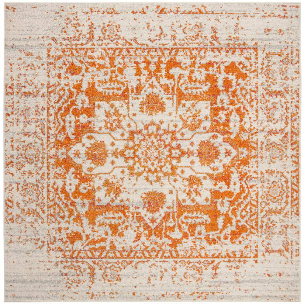 Madison Orange/Ivory 8 ft. x 8 ft. Distressed Border Square Area Rug price history on PriceWatchPro