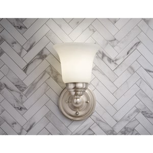 Ashhurst 1-Light Brushed Nickel Wall Sconce with Switch