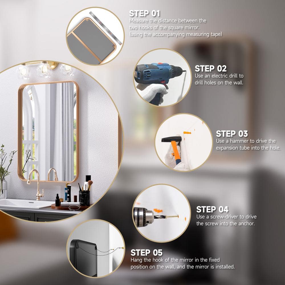 Modern Silver Rectangular Wall Mirror with Metal Frame
