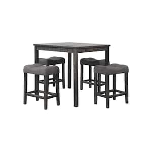 Svend 5-Piece Black Charcoal Counter Height Dinette Set