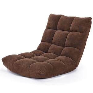 Brown Adjustable 14-Position Floor Chair ,Padded Gaming Chair Lazy Recliner