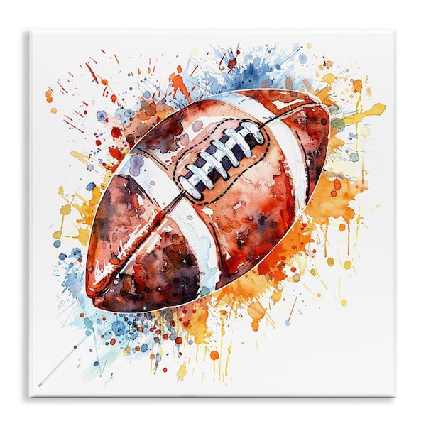 Stupell Industries Football Chromatic Splash by LSR Design Studio Unframed Sports Graphic Art Print 12 in. x 12 in.
