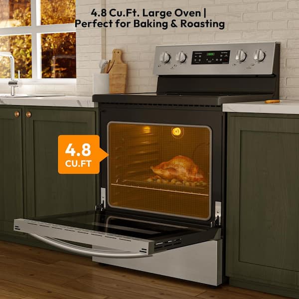 30 in. 4.8 cu. ft. Single Oven Electric Range - 4 Burner Elements Electric Stove w/ Rear Control and Storage Drawer