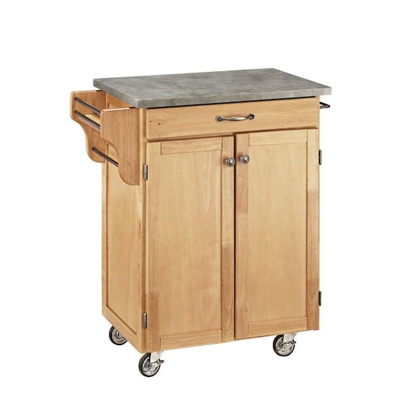 HOMESTYLES Cuisine Cart Natural Kitchen Cart With Concrete Top