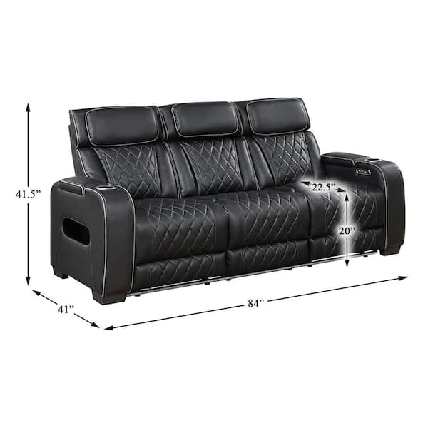 Lazzara Clumber 84 in. W Pillow Top Arm Faux Leather Rectangle