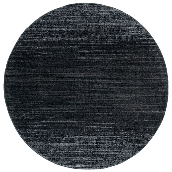 Adirondack 4 ft. x 4 ft. Round Black/Gray Gradient Transitional Area Rug