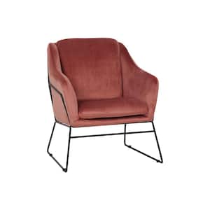 Harmony Royal Rose Mid-Century Modern Living Room Velvet Accent Chair Armchair with Metal Sled Base