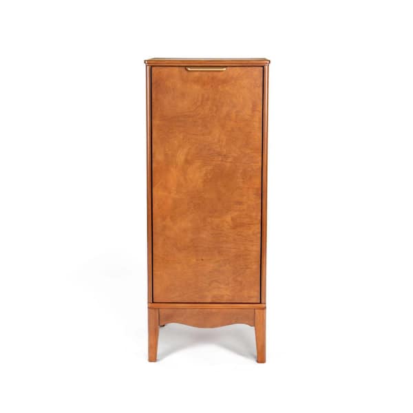 Unbranded 14.5 in. W x 12.63 in. D x 35.75 in. H Antique Brown Linen Cabinet with Adjustable Shelves for Bathroom