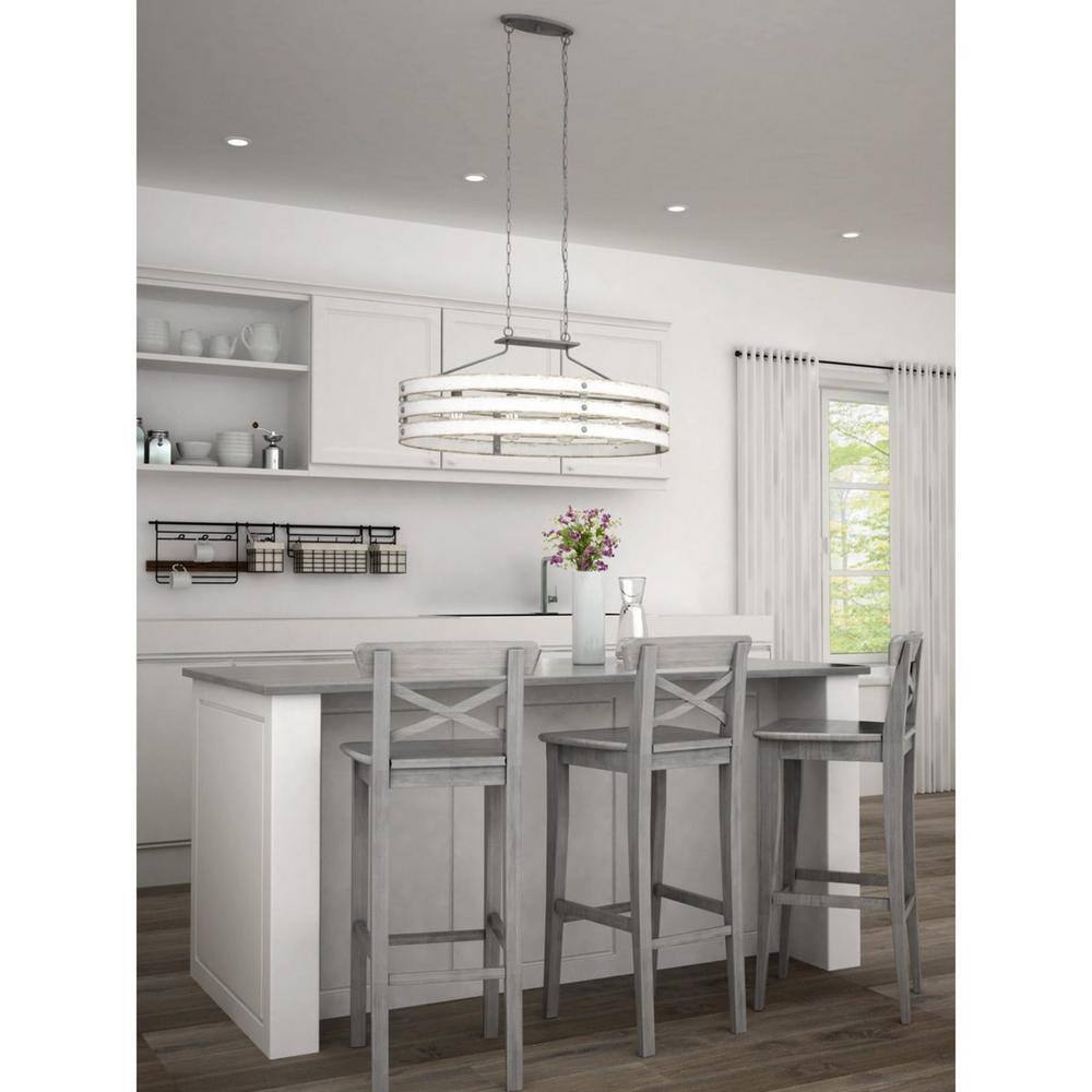 Gulliver Dual-Toned Galvanized and Antique White Linear Chandelier